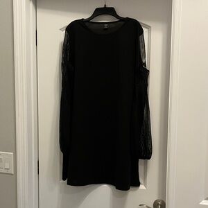 Shein Black Dress with Sheer Long Sleeves XL